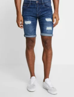 INDICODE JEANSKADEN HOLES - Jeansshorts - Medium Indigo